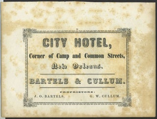 Item #26277 New Orleans City Hotel, Corner of Camp & Common Streets. Trade handbill
