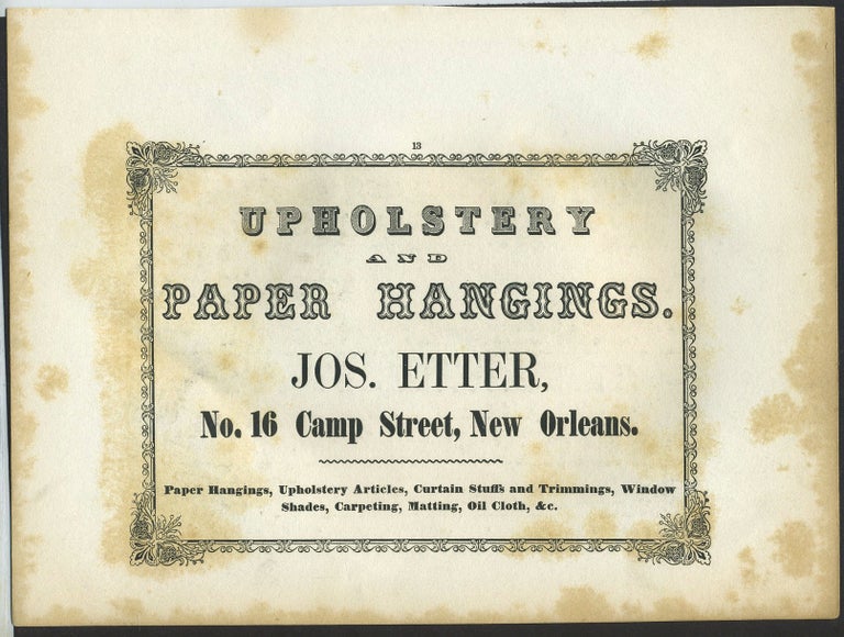 Item #26278 Upholstery and Paper Hangings, Jos. Etter, New Orleans. Trade handbill.