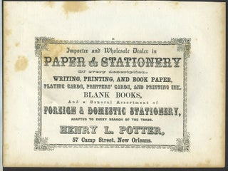 Item #26279 Paper & Stationery, Henry L. Potter, New Orleans. Trade handbill