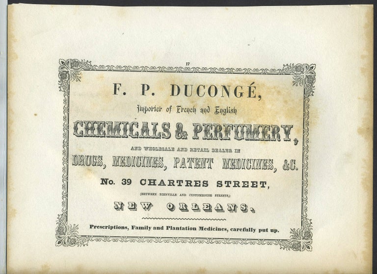 Item #26281 F. P. Duconge, perfume importer & maker of "plantation medicines", New Orleans. Trade handbill.