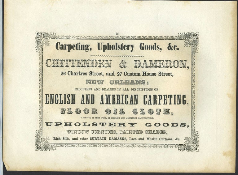 Item #26285 English & American Carpeting & Upholstery goods, Chittenden & Dameron, New Orleans. Trade handbill.