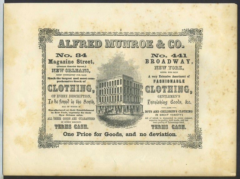 Item #26286 New Orleans & New York "one price" clothing retailer, Alfred Munroe & Co. Trade handbill.