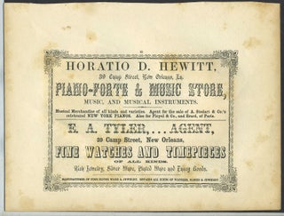 Item #26288 Piano Forte & Music Store, Horatio D. Hewitt, & Fine Watchmaker E. A. Tyler, New...