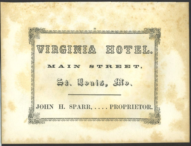 Item #26295 Virginia Hotel, Main Street, St. Louis. Trade handbill.
