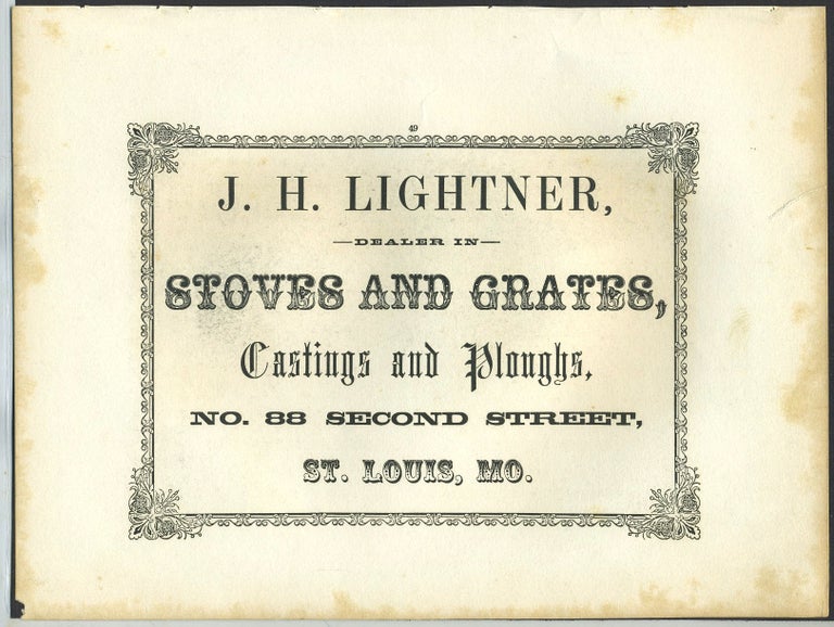 Item #26298 Stoves, Grates, Castings and Ploughs, J. H. Lightner, St. Louis. Trade handbill.