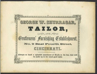 Item #26302 Tailor & Gentlemens' Furnishings, George W. Shurragar, Cincinnati. Trade handbill