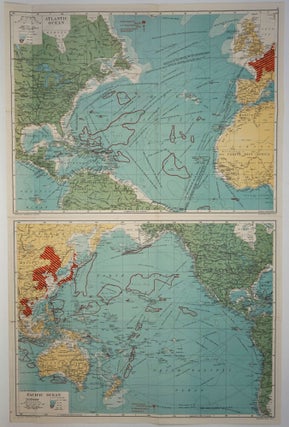 New War Map - 3 Maps in One. Consisting of: The Atlantic Ocean and Adjacent Countries, The Pacific Ocean and Adjacent Countries, The World on Mercators Projection.
