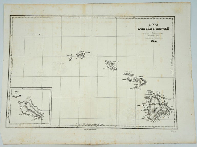 Item #26377 Carte des Iles Hawaii 1834 from "Voyage Pittoresque autour du Monde" J. Dumont-D'Urville.