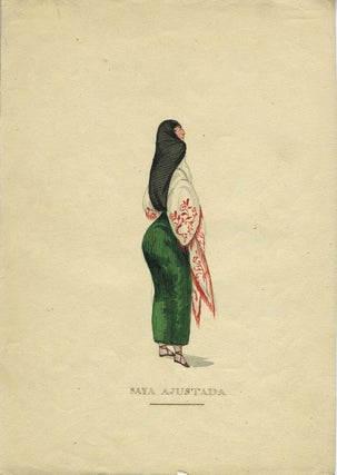 Item #26437 Watercolors of "La Tapada Limeña" wearing "la saya y el manto" Women, Peru, Costume