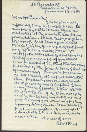 Item #26588 Robert Frost Autograph Letter Signed with photograph of Frost. Robert Frost