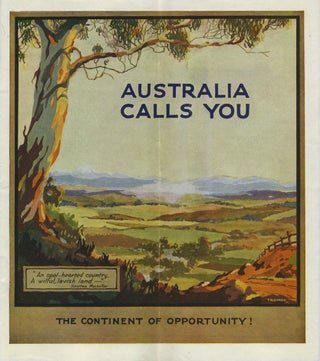 Item #26604 Australia Calls You. The Continent of Opportunity! Percy Trompf, Australia, Travel...