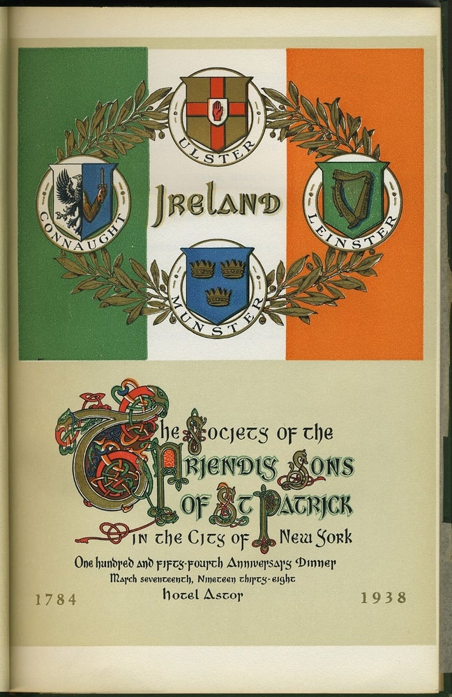 Item #26686 154th Anniversary Dinner of The Society of the Friendly Sons of St. Patrick in the City of New York. New York City, Irish in America.
