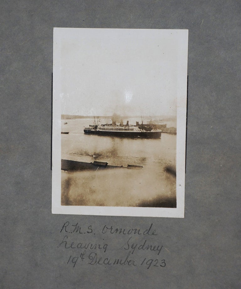 Item #26789 World Tour Photo album on the R.M.S. Ormonde, leaving Sydney 19 December 1923. Photographs, World Tour.