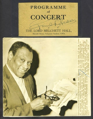Item #26793 Robeson's signature clipped from a London concert program together with US Press...