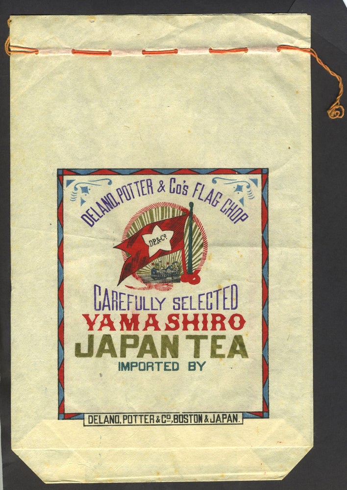 Item #26801 Two Japanese Tea Satchels, Yamashiro Japan Tea. Potter Delano, Boston Co., Japan.