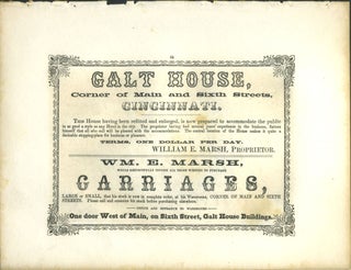 Item #26829 Galt House and Wm. E. Marsh Carriages, Cincinatti Ohio Advertising with Catterskill...