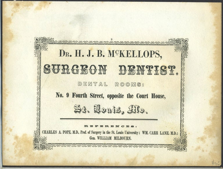 Item #26831 Surgeon Dentist, St. Louis, MO advertising with "The Narrows from Staten Island" print.