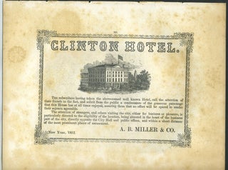 Item #26834 Clinton Hotel, New York, NY, advertisement for hotel with "View of Passaic Falls"