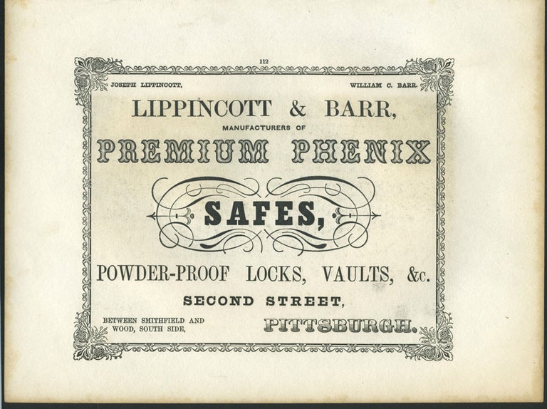 Item #26846 Lippincott & Barr, Safes, Pittsburgh, merchant advertising with Mount Washington & the White Hills, NH print.