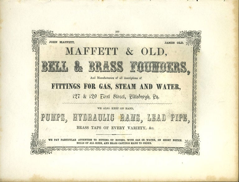 Item #26848 Maffett & Old, Bell & Brass Founders, Pittsburgh, advertising with View from the Citadel at Kingston print.