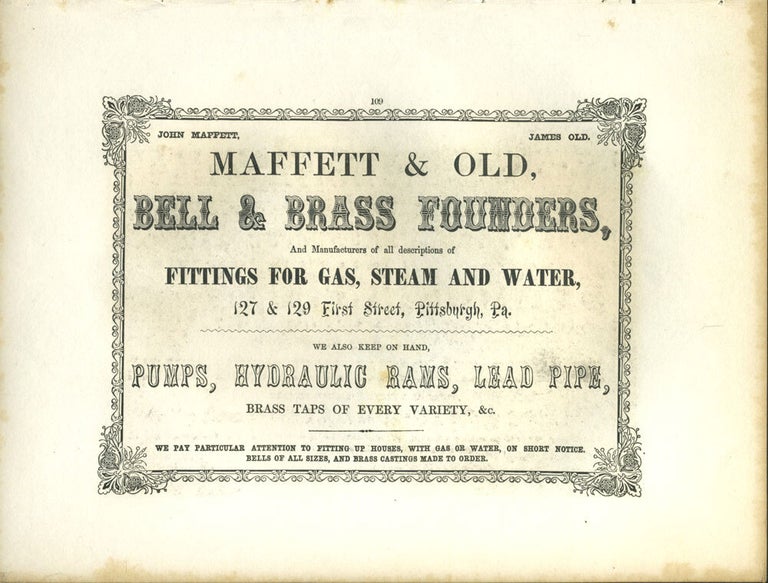 Item #26848 Maffett & Old, Bell & Brass Founders, Pittsburgh, advertising with View from the Citadel at Kingston print.