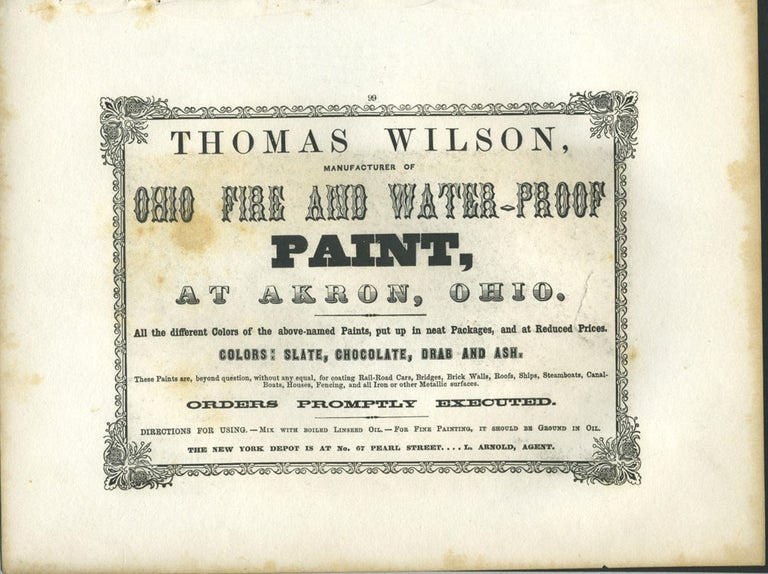Item #26854 Ohio Fire and Water-proof Paint, Akron, Ohio manufacturers advertising with The Horse Shoe Fall, Niagara print.