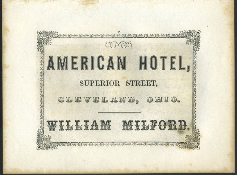 Item #26856 American Hotel, Cleveland Ohio advertising with Notch House, White Mountains print.