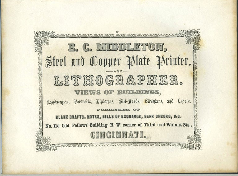 Item #26863 E. C. Middleton, Steel and Copper Plate Printer and Lithographer of Cincinnati OH advertising with Dunstanborough Castle print.