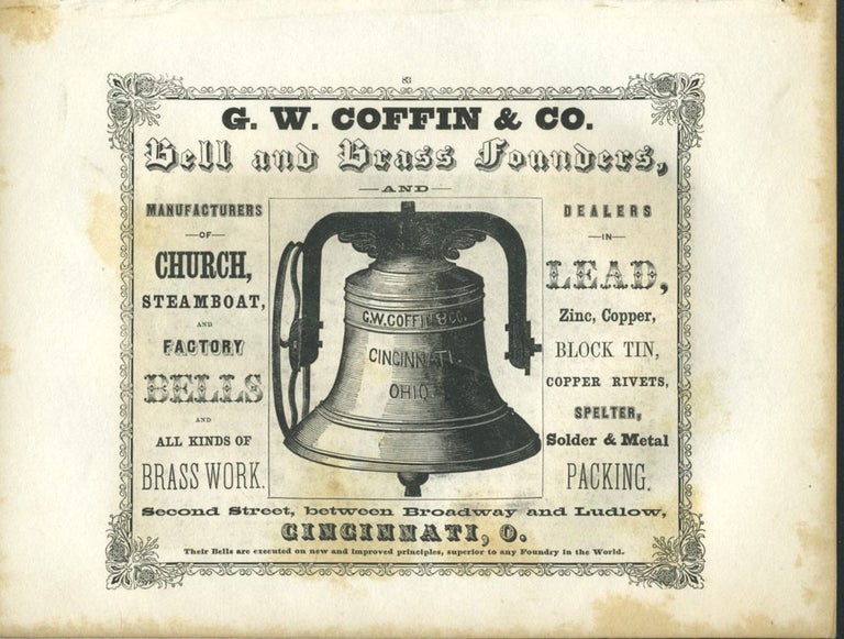 Item #26866 G.W. Coffin & Co. Bell and Brass Founders of Cincinnati, OH advertising with Court of the Mosque of Sultan Achmet print.