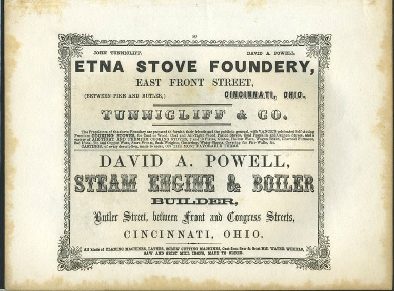 Item #26868 Etna Stove Foundery (sic) Cincinnati, OH advertising with Natural Bridge, Virginia print.