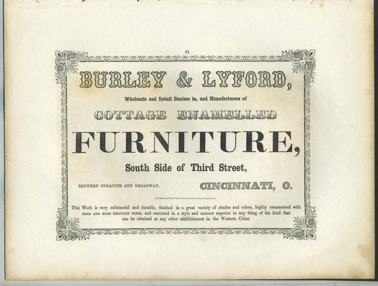 Item #26872 Burley & Lyford, enameled furniture manufacturers of Cincinnati, OH advertising with Abbey of Arbroath print.