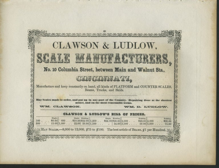 Item #26874 Clawson & Ludlow Scale Manufacturers of Cincinnati OH advertising with "London from Greenwich Park" print.