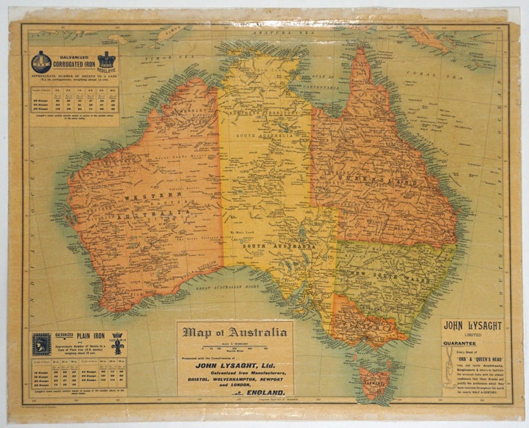 Item #26882 Map of Australia. Map, Advertising, Edinburgh Geographical Institute, John Bartholomew and Co.