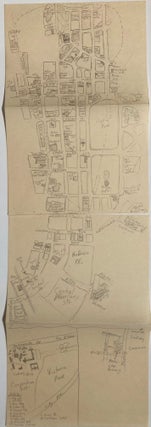 Hand-drawn maps of Sydney & Melbourne, by a USO employee during the 1940s.