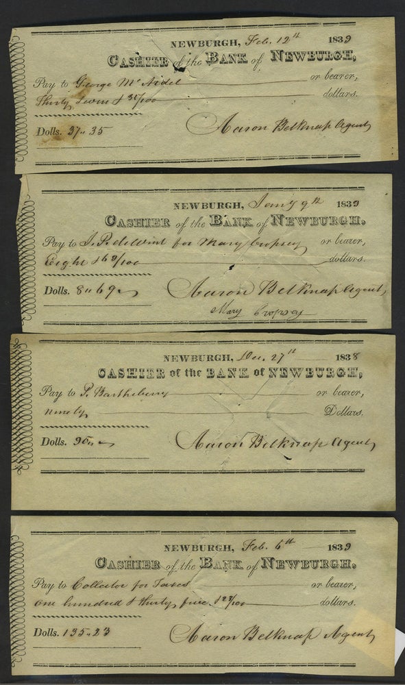 Item #27085 Bank checks from the Bank of Newburgh, [AND] The National Bank of Newburgh 1811-1911.