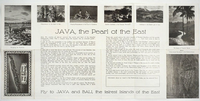 Item #27090 Java, the Pearl of the East, and A Map of Java. Indonesia, Travel Brochure.