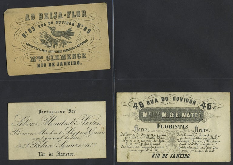 Item #27102 Trade cards from Women Owned Businesses from Rio de Janeiro, c. 1868.