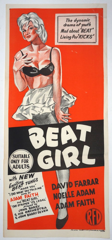 Item #27129 Beat Girl - Movie poster. John Barry, Adam Faith.