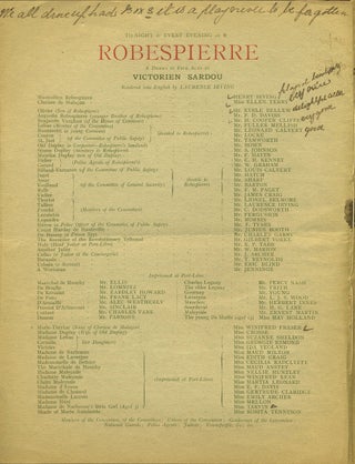 Robespierre program from the Royal Lyceum Theatre.