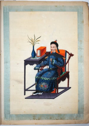 Item #27211 A 24-leaf album of Chinese export paintings of elegantly dressed Chinese Nobility....