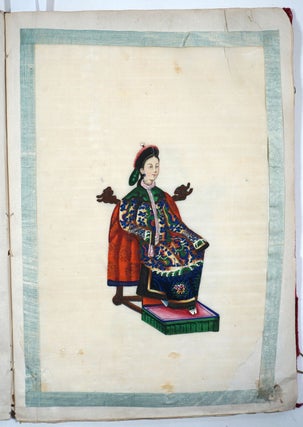 A twelve-leaf album of Chinese export paintings of elegantly dressed Mandarins and their Women.