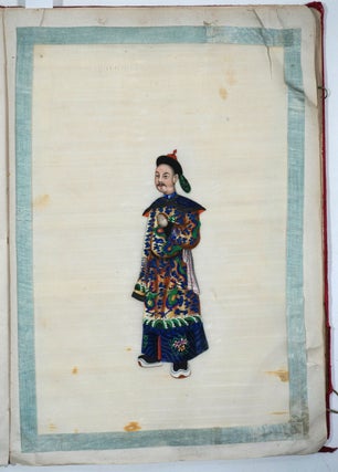A twelve-leaf album of Chinese export paintings of elegantly dressed Mandarins and their Women.