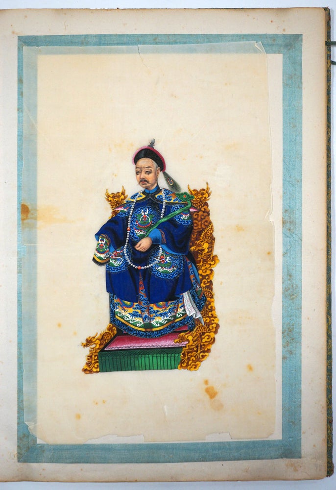 Item #27226 A twelve-leaf album of Chinese export paintings of Chinese Nobility. Chinese Pith Paintings, SunQua.
