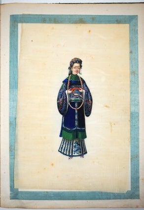 A twelve-leaf album of Chinese export paintings of Chinese Nobility.