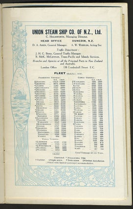 Canadian-Australasian Royal Mail Line via Vancouver. The All Red Route. R.M.S. Niagra Sailing from Vancouver B.C. Friday October 3, 1919.