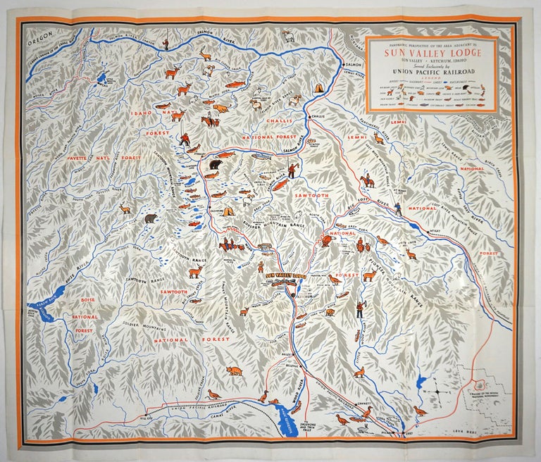 Item #27238 Sun Valley Lodge, Idaho with illustrated map. W. A. Willmarth, ills.