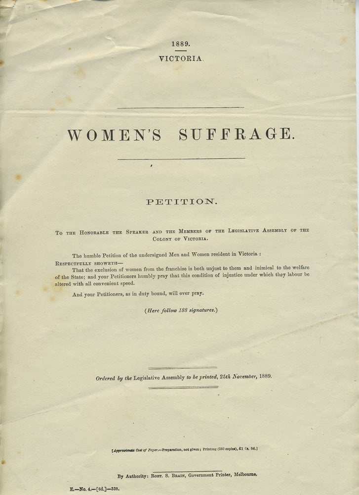 Item #27274 Women's Suffrage Petition.