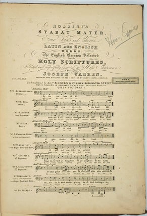 Annotated Opera Scores from the personal library of the tenor Henry Squires. Three titles; Fra Diavolo, Stabat Mater for four Voices & Chorus, Linda Di Chamounix.