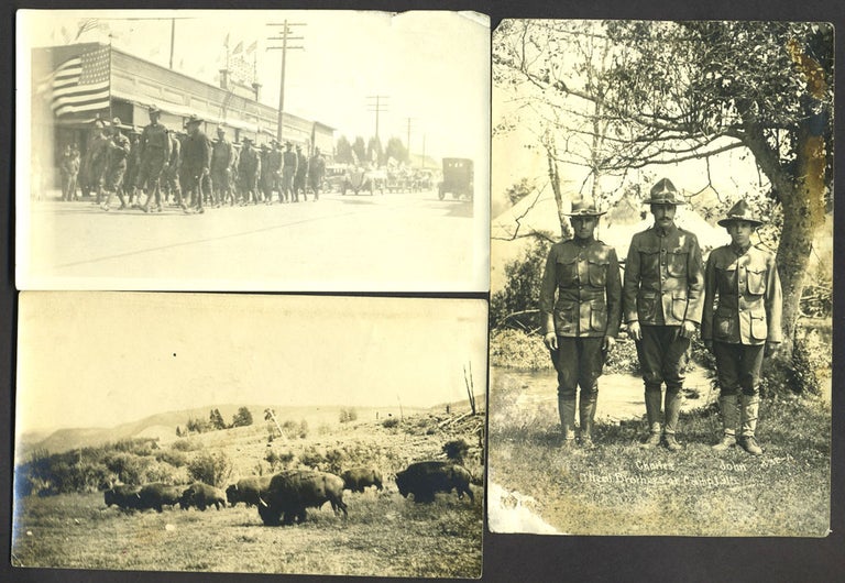 Item #27358 William, Charles, John O'Neal brothers at military camp, 1915. Photographs, Military.