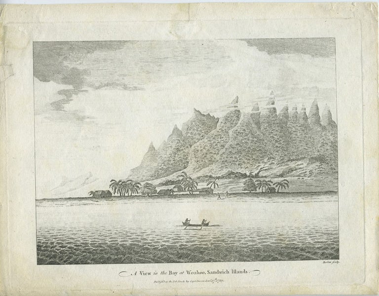 Item #27444 A View in the Bay at Woahoo, Sandwich Islands, copper engraving. George Dixon, Inago Barlow.